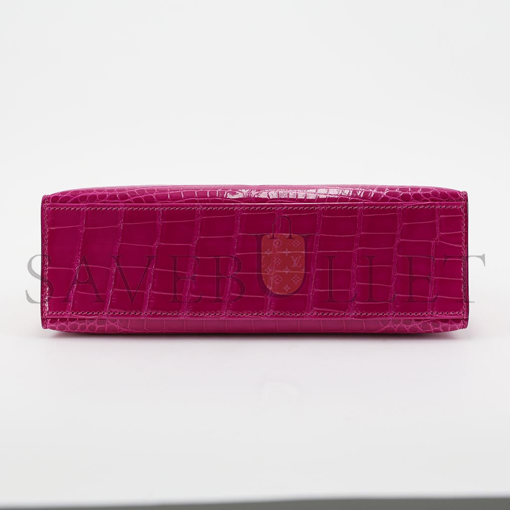 HERMÈS MASTER KELLY MINI SHINY CROCODILE LEATHER GOLD BUCKLE (22*14*7cm)
